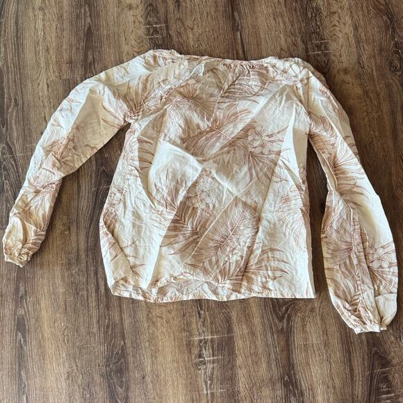 Tommy Bahama Size Small 100% Silk Tan Floral Pattern Top - Picture 5 of 5